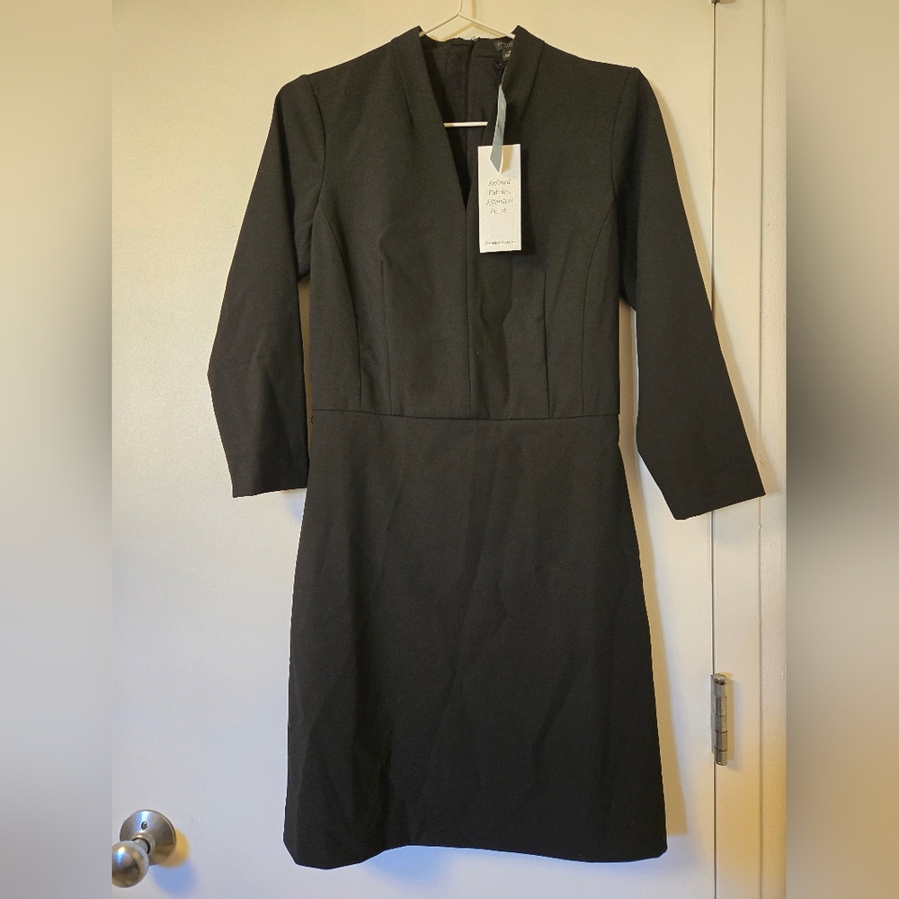 NWT Ann Taylor Sleeved, Lined Black Tailored Suit Dress